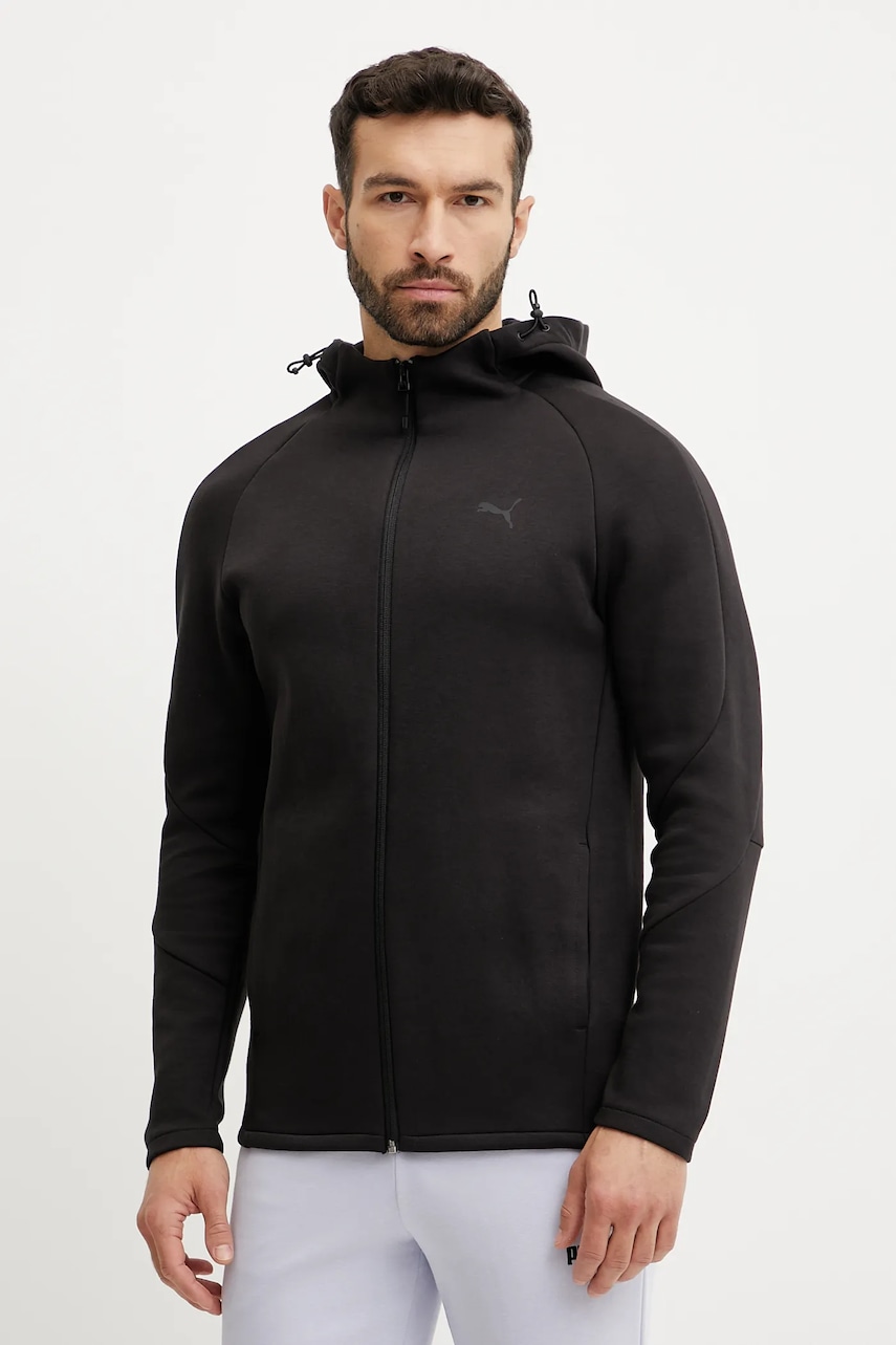 Puma bluza barbati, culoarea negru, neted, 631529 Puma bluza barbati, culoarea negru, neted, 631529