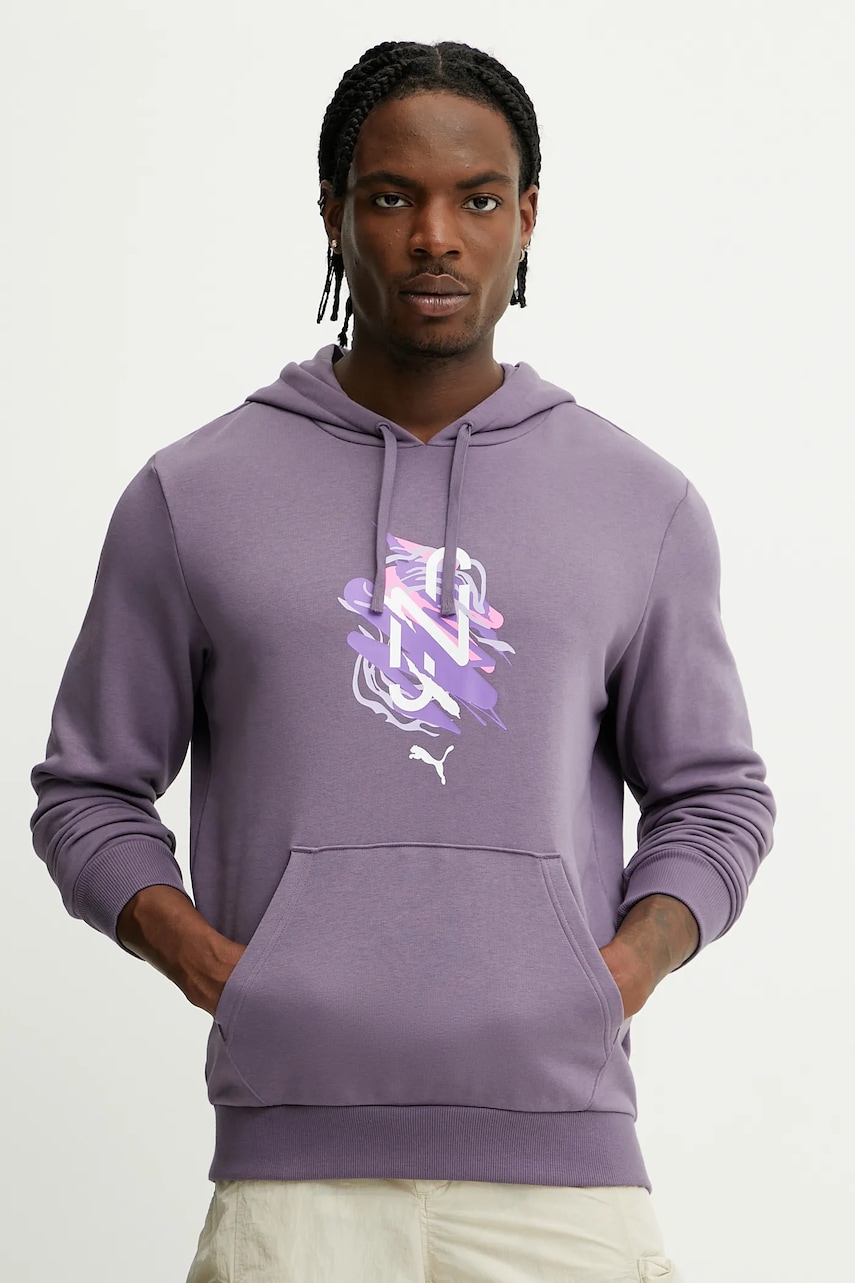 Puma bluză Neymar JR culoarea violet, cu glugă, cu imprimeu, 660099