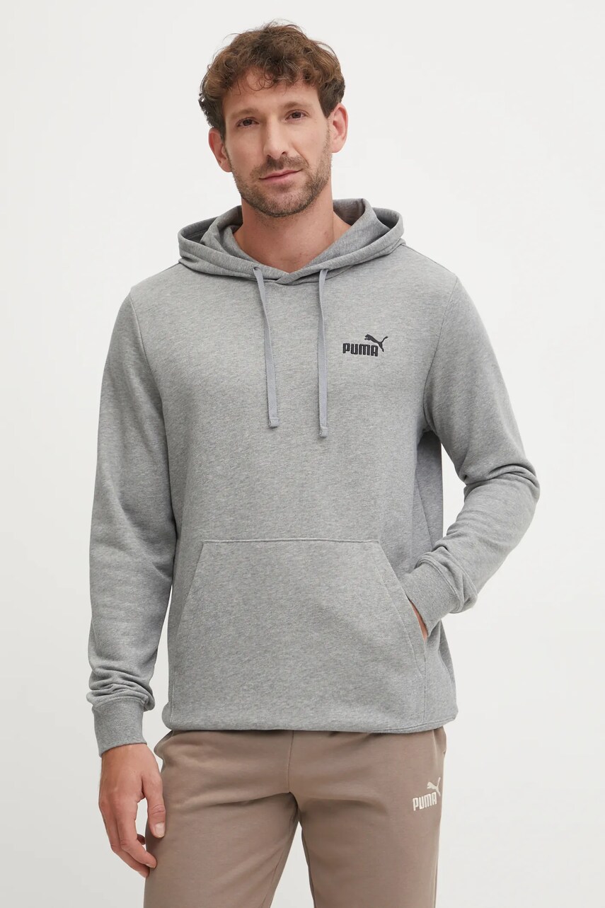 Puma bluza barbati, culoarea gri, cu glugă, neted, 682576