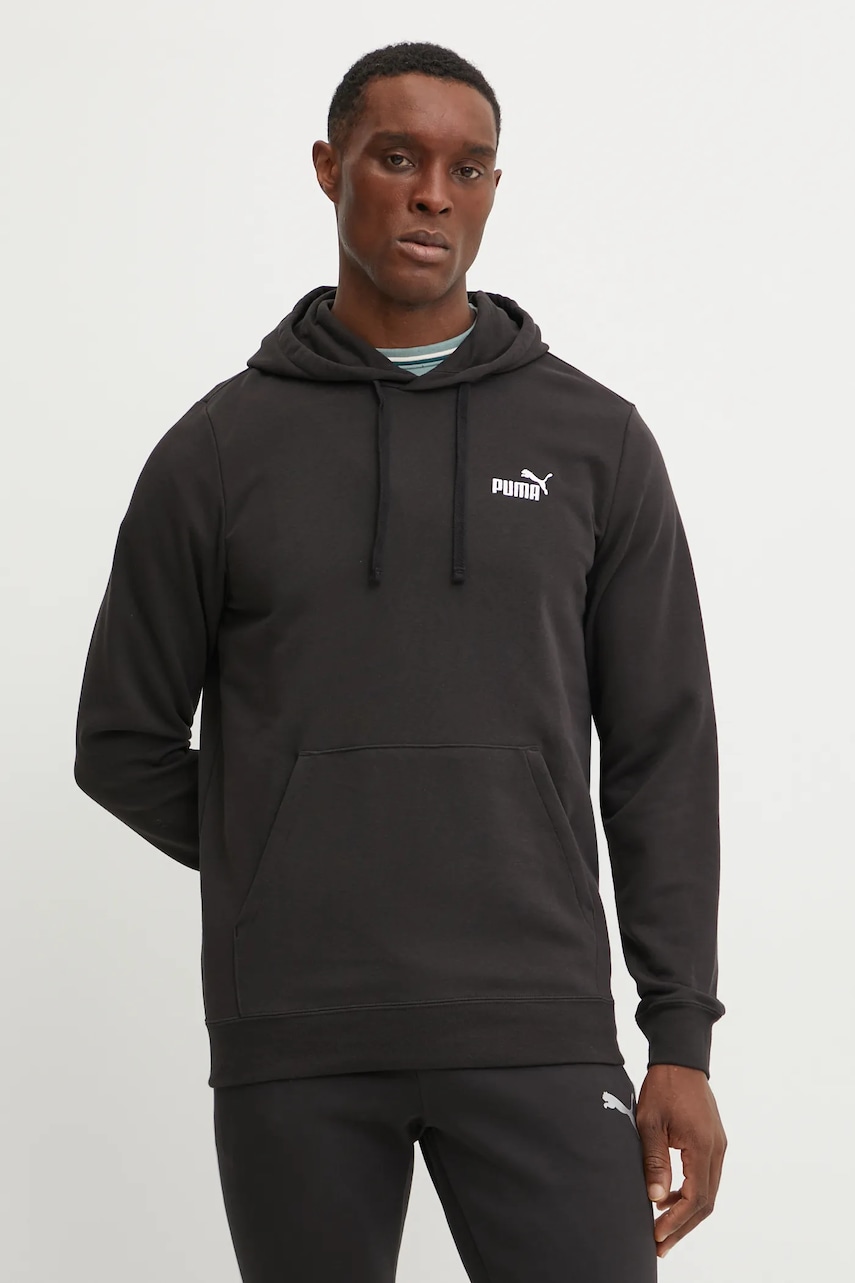 Puma bluza barbati, culoarea negru, cu glugă, neted, 682576