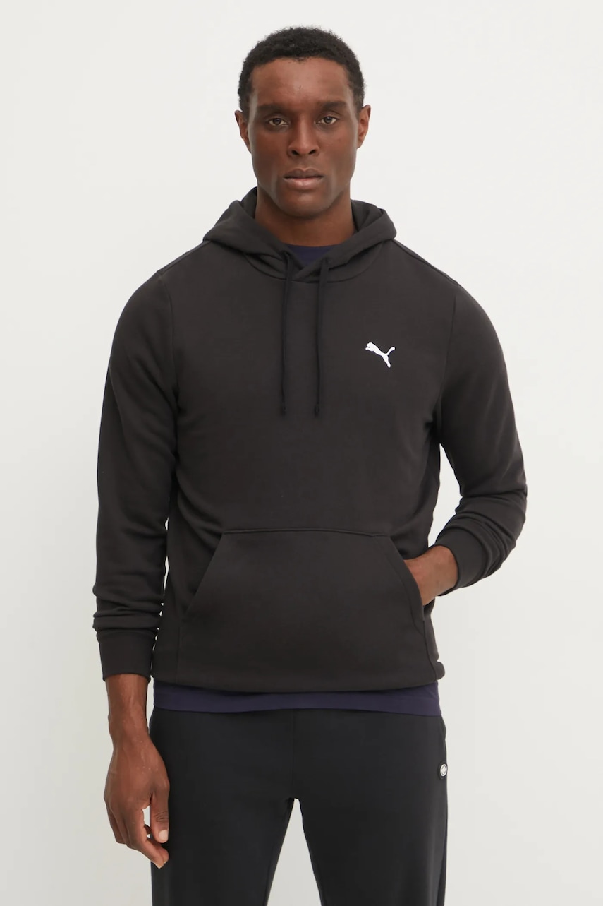 Puma bluza barbati, culoarea negru, cu glugă, neted, 682580 Puma bluza barbati, culoarea negru, cu glugă, neted, 682580
