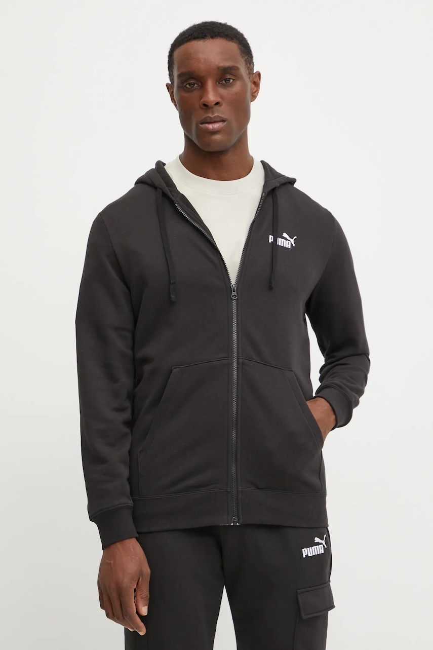 Puma bluza barbati, culoarea negru, cu glugă, cu imprimeu, 682588