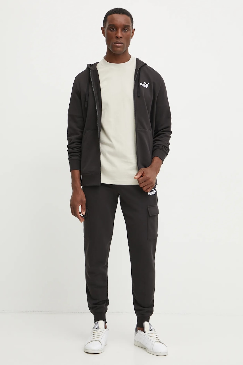 Кофта Puma мужская цвет чёрный с капюшоном с аппликацией 682588 Кофта Puma мужская цвет чёрный с капюшоном с аппликацией 682588