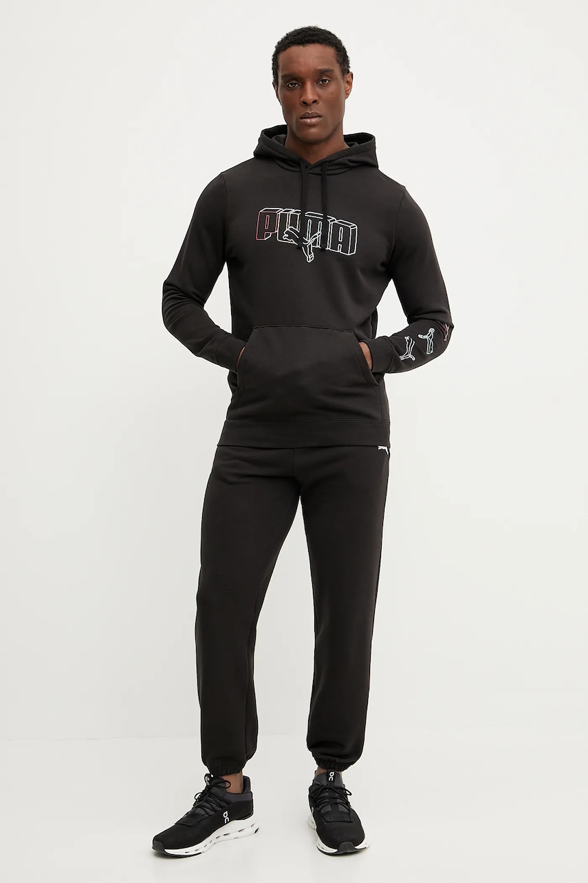 Кофта Puma мужская цвет чёрный с капюшоном с принтом 684665 Кофта Puma мужская цвет чёрный с капюшоном с принтом 684665