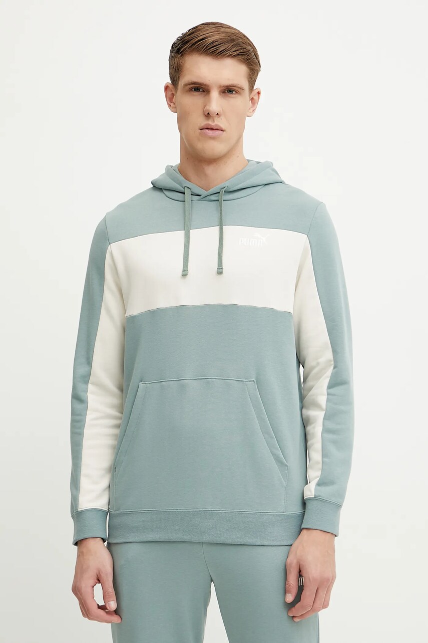 Puma bluza barbati, culoarea verde, cu glugă, modelator, 684687