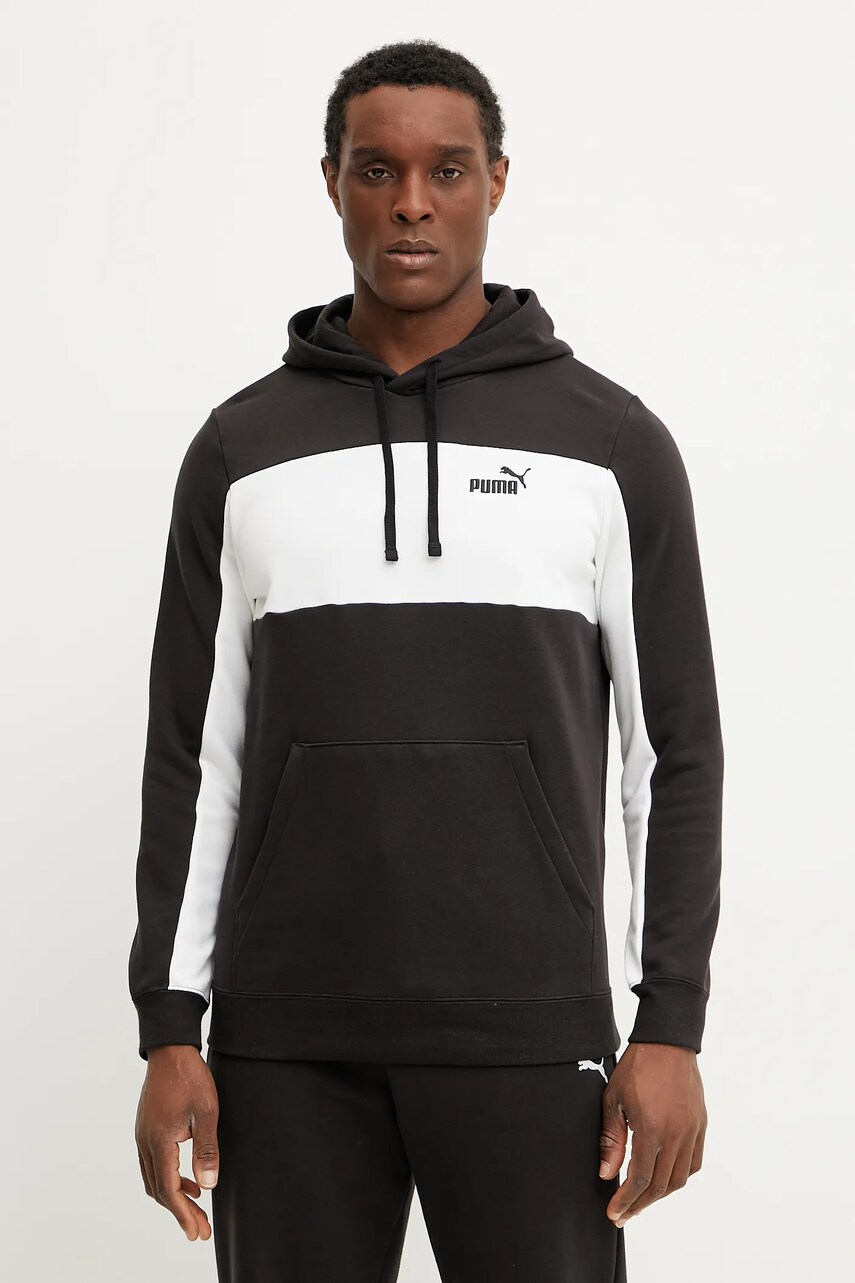 Puma bluza barbati, culoarea negru, cu gluga, modelator, 684687