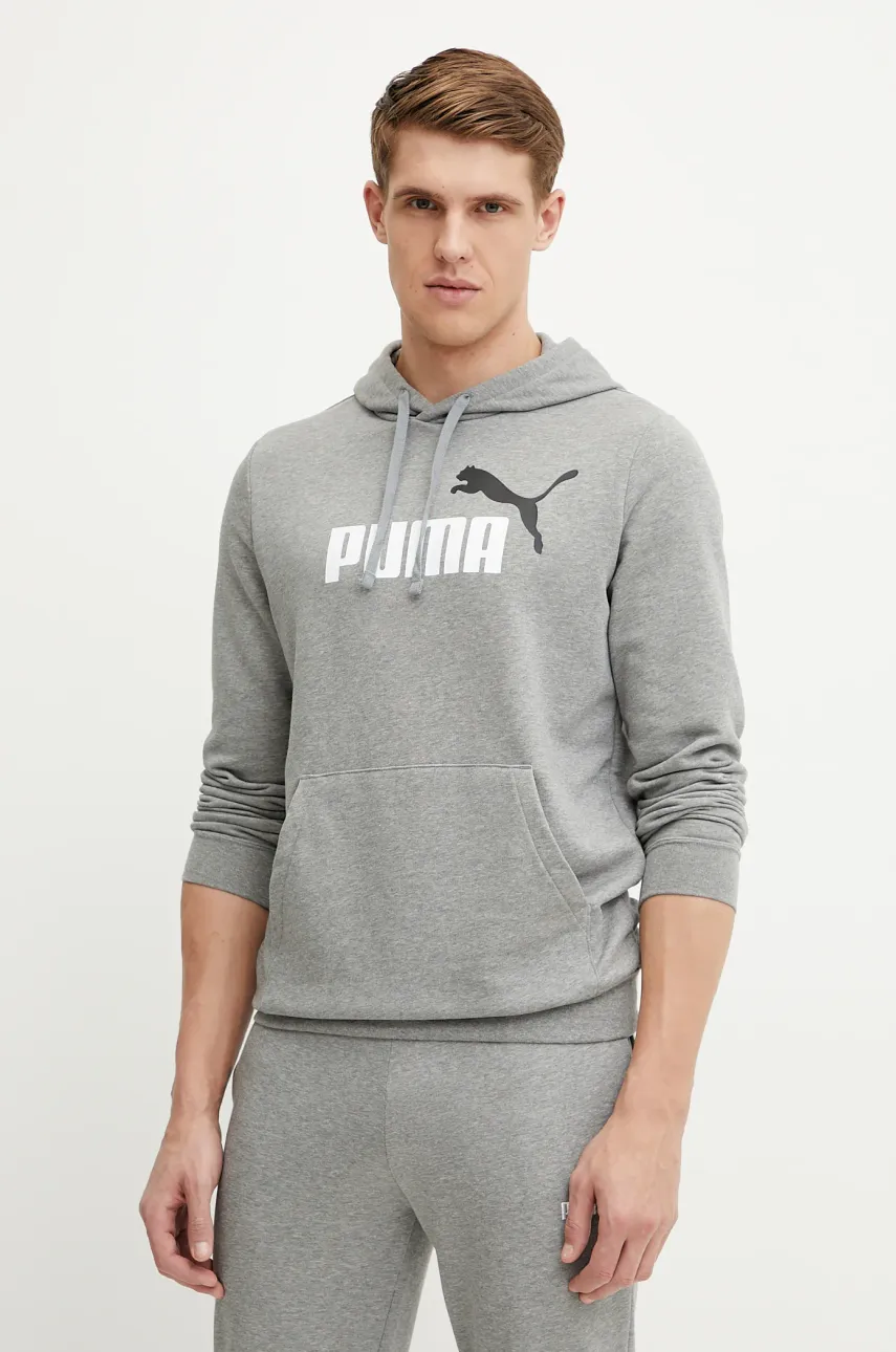 Puma bluza barbati, culoarea gri, cu glugă, cu imprimeu, 684712