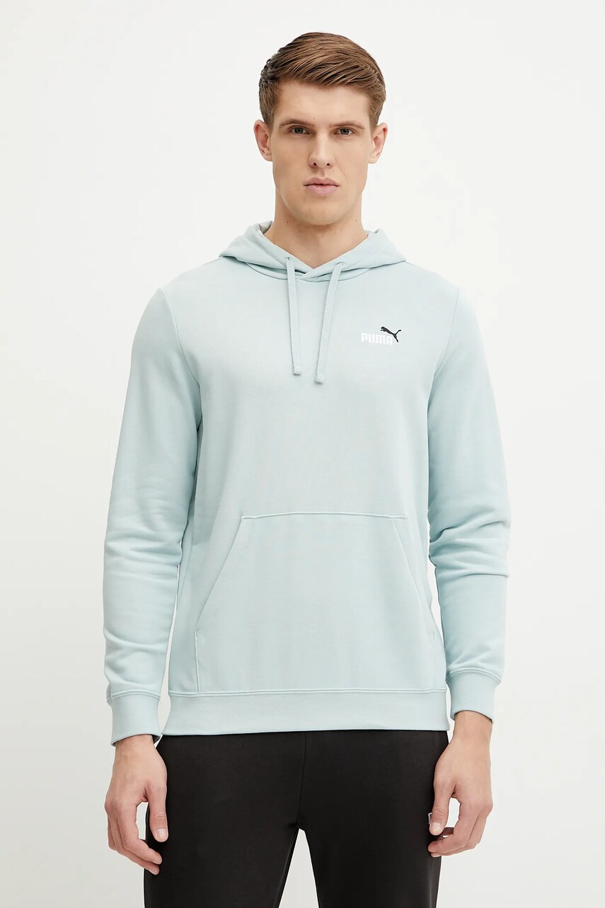 Puma bluza barbati, culoarea turcoaz, cu glugă, cu imprimeu, 684719