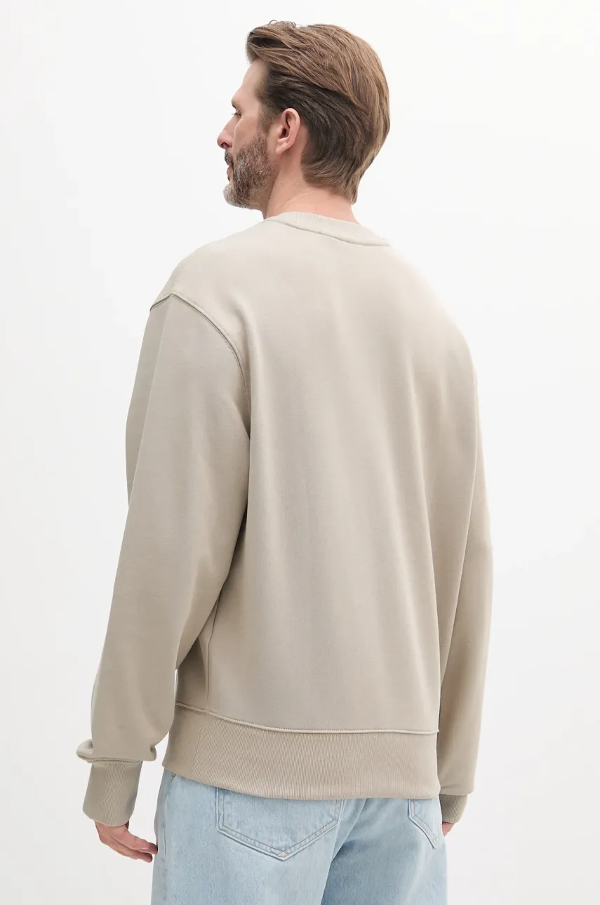 Хлопковая кофта Calvin Klein Jeans мужская цвет бежевый однотонная J30J327228 Хлопковая кофта Calvin Klein Jeans мужская цвет бежевый однотонная J30J327228