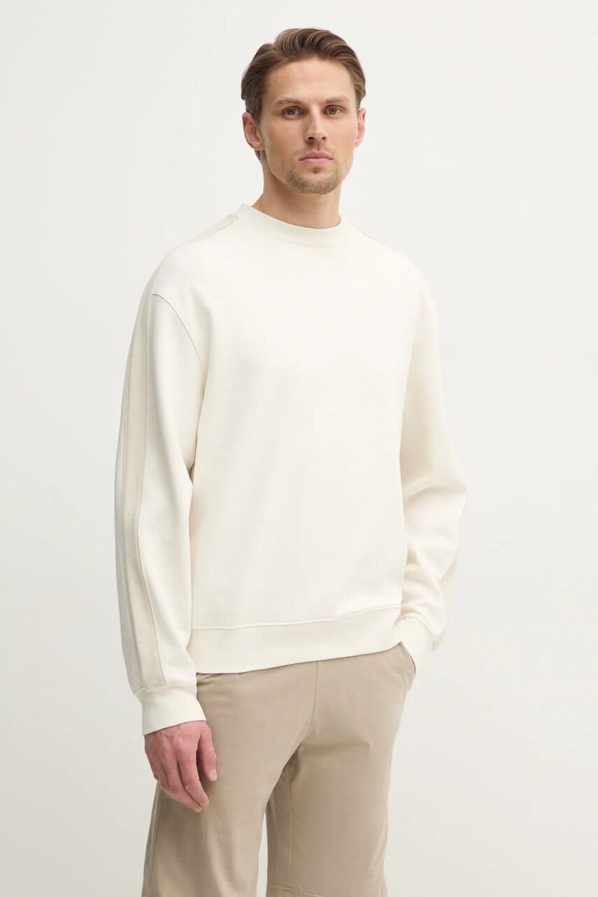 Levně Mikina Calvin Klein Jeans pánská, béžová barva, hladká, J30J327230