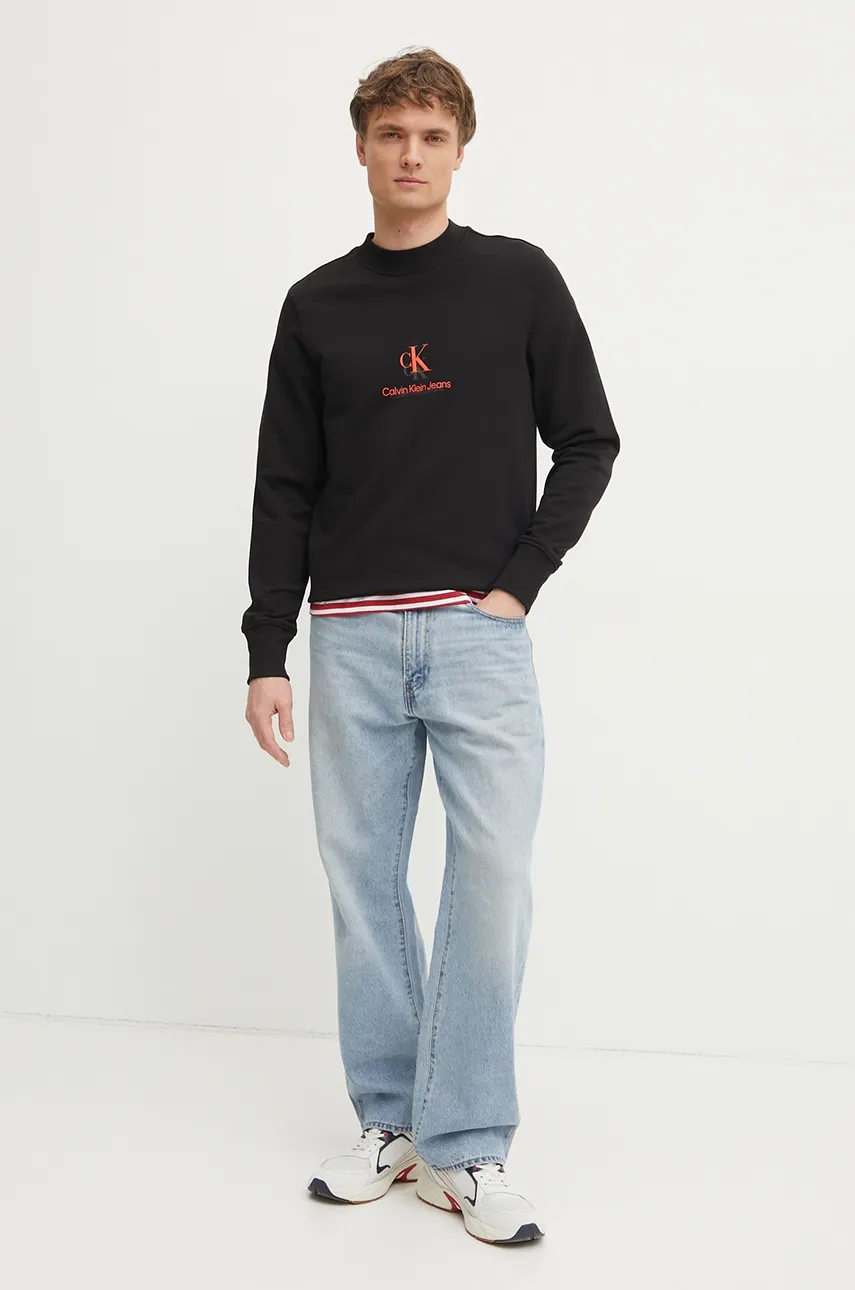 Хлопковая кофта Calvin Klein Jeans мужская цвет чёрный с принтом J30J327470 Хлопковая кофта Calvin Klein Jeans мужская цвет чёрный с принтом J30J327470