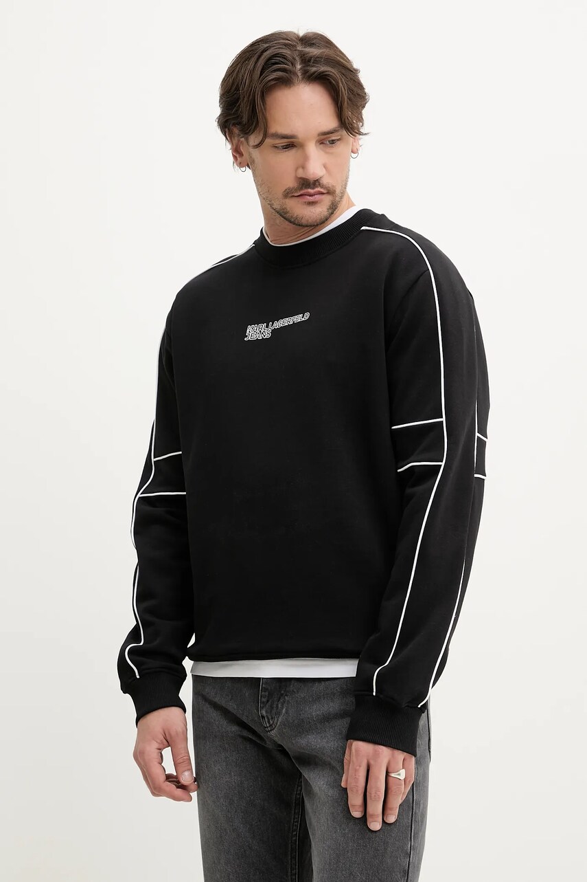Levně Bavlněná mikina Karl Lagerfeld Jeans pánská, černá barva, s potiskem, A2M20024