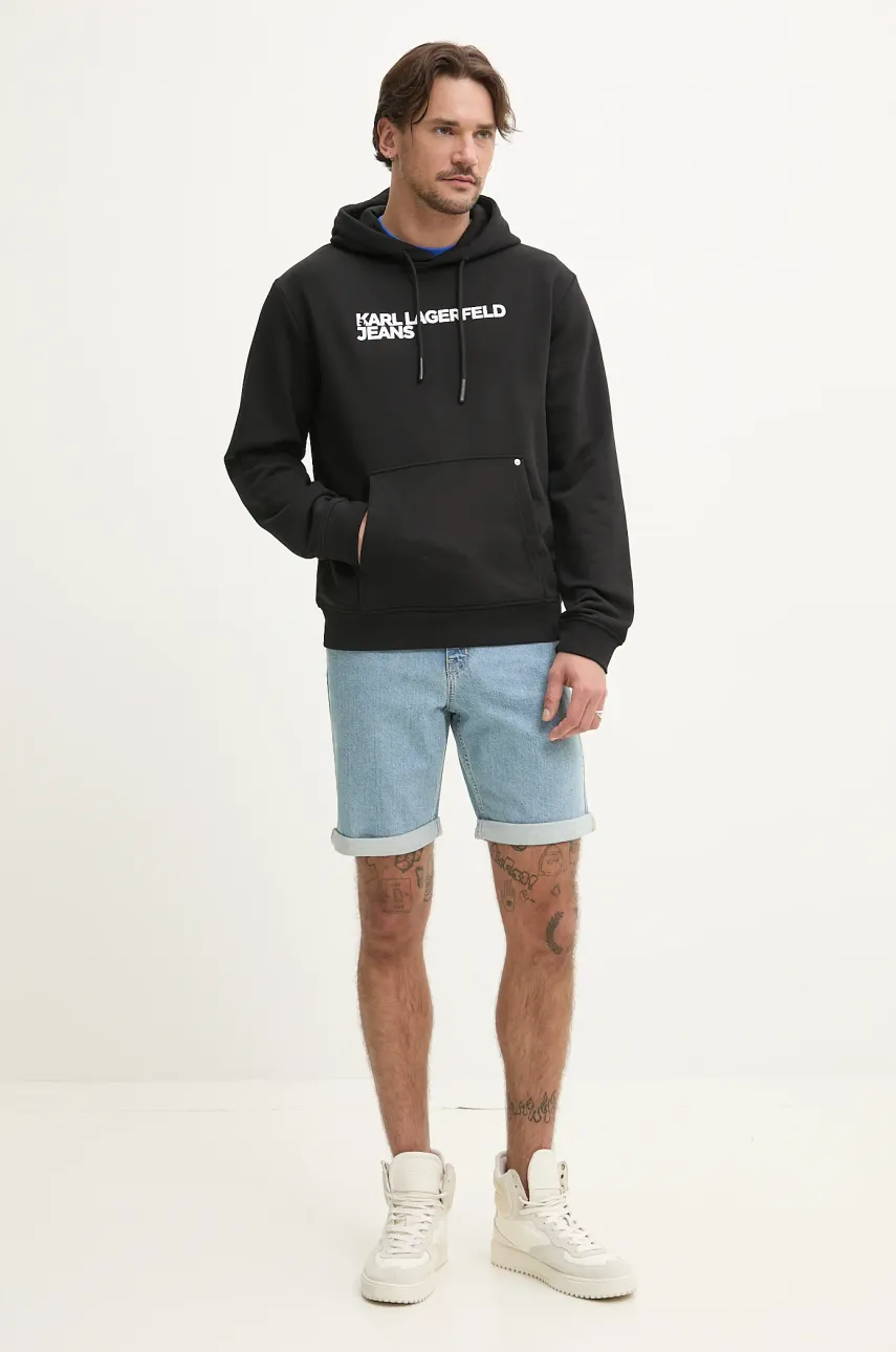 Кофта Karl Lagerfeld Jeans мужская цвет чёрный с капюшоном с принтом A2M20049 Кофта Karl Lagerfeld Jeans мужская цвет чёрный с капюшоном с принтом A2M20049
