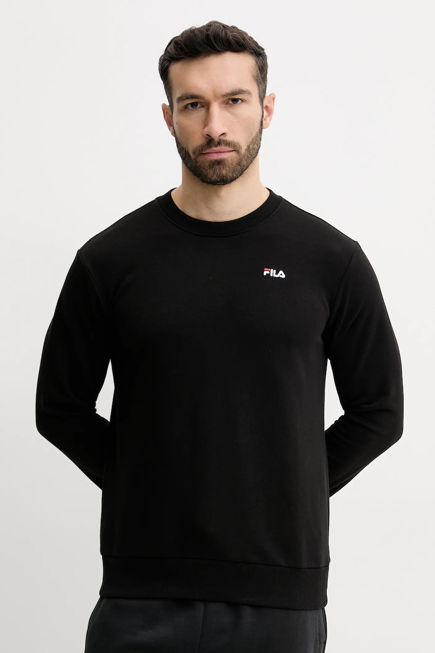 Fila bluza Leverano barbati, culoarea negru, neted, FAM0876 Fila bluza Leverano barbati, culoarea negru, neted, FAM0876