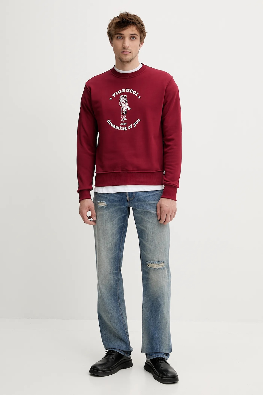 Хлопковая кофта Fiorucci цвет бордовый с принтом M02SMSCR188CJ05RD03 Хлопковая кофта Fiorucci цвет бордовый с принтом M02SMSCR188CJ05RD03
