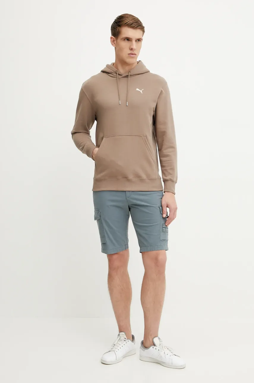 Хлопковая кофта Puma мужская цвет коричневый с капюшоном однотонная 629647 Хлопковая кофта Puma мужская цвет коричневый с капюшоном однотонная 629647