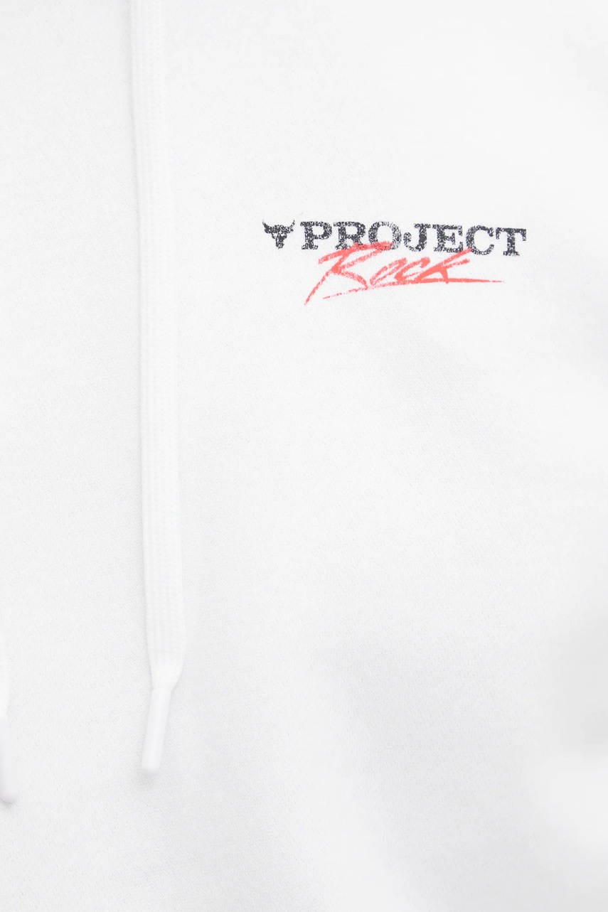 Μπλούζα Under Armour Project Rock χρώμα: άσπρο, με κουκούλα, 1389916 φωτογραφία