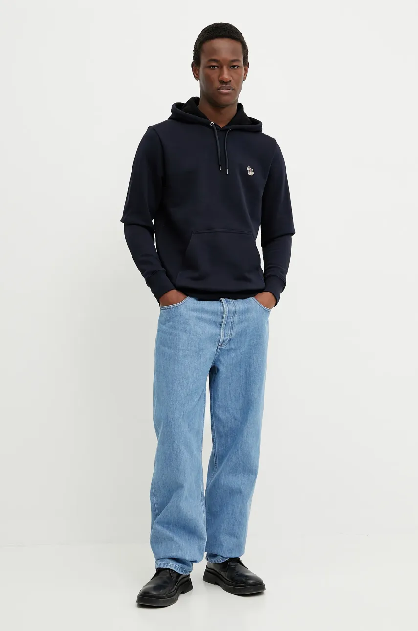 Хлопковая кофта PS Paul Smith мужская цвет синий с капюшоном однотонная M2R.284S.KZEBRA Хлопковая кофта PS Paul Smith мужская цвет синий с капюшоном однотонная M2R.284S.KZEBRA