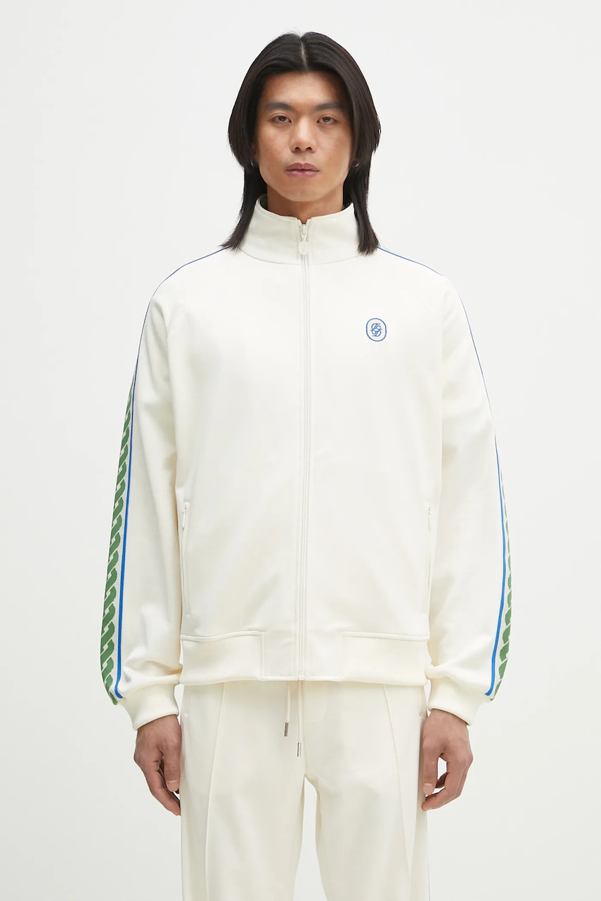 Levně Mikina Drôle de Monsieur La Track jacket Tresse pánská, béžová barva, s aplikací, G-SJ007-PL135-OW