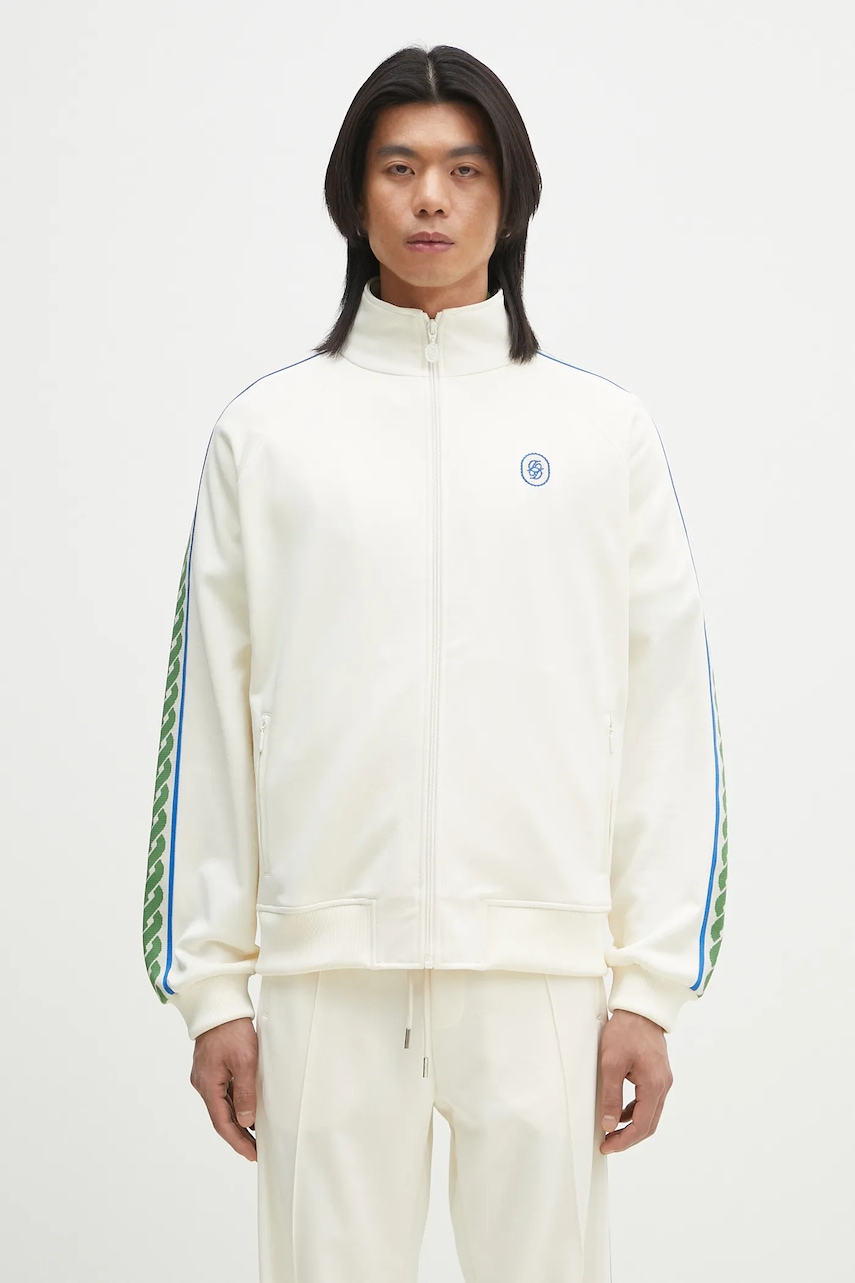 Drôle de Monsieur bluză La Track jacket Tresse barbati, culoarea bej, cu imprimeu, G-SJ007-PL135-OW