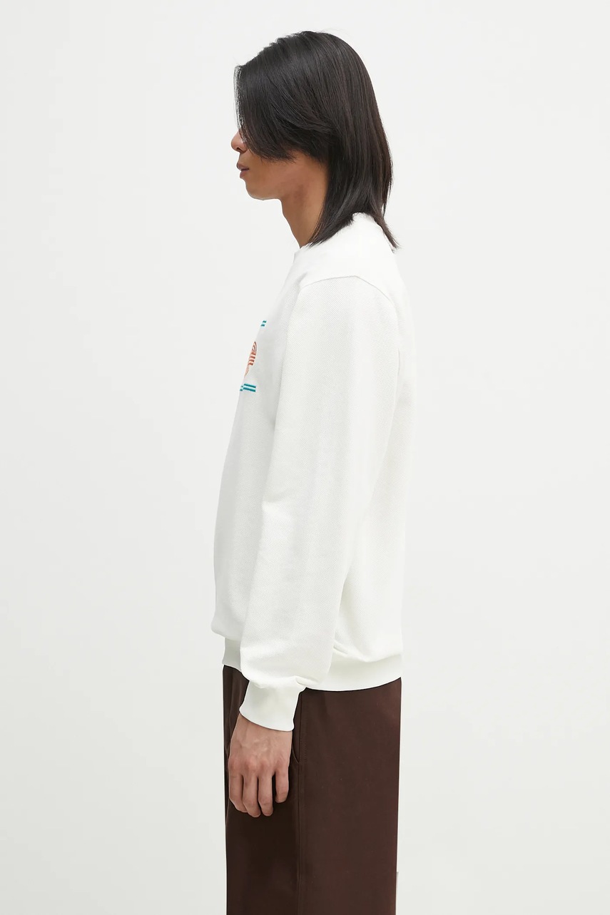 Хлопковая кофта Drôle de Monsieur Le Sweatshirt Pique Tennis мужская цвет белый с аппликацией G-SW164-CO162-OW