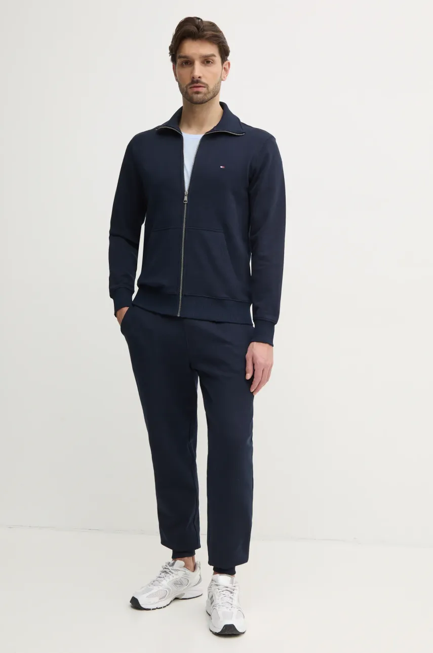 Хлопковая кофта Tommy Hilfiger мужская цвет синий однотонная MW0MW38084 Хлопковая кофта Tommy Hilfiger мужская цвет синий однотонная MW0MW38084