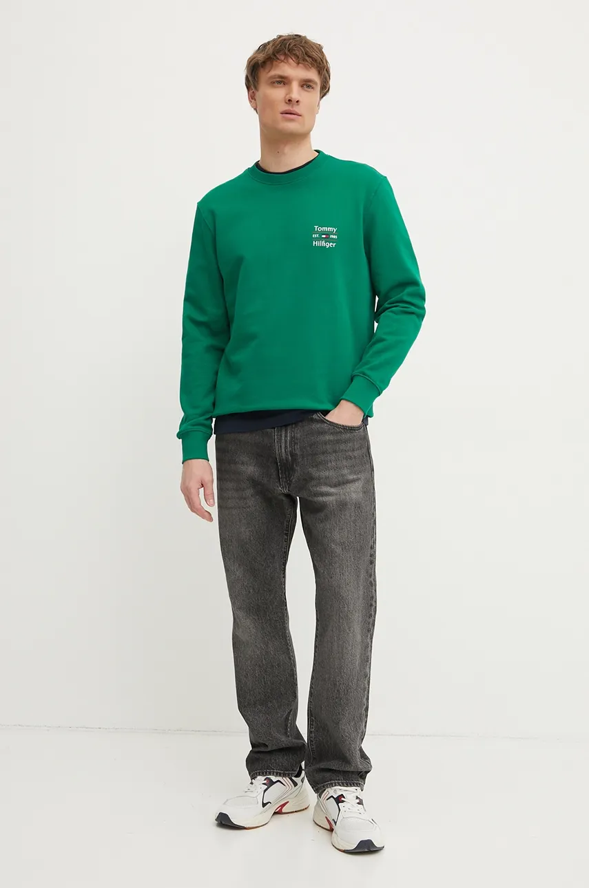 Хлопковая кофта Tommy Hilfiger мужская цвет зелёный с принтом MW0MW38673 Хлопковая кофта Tommy Hilfiger мужская цвет зелёный с принтом MW0MW38673