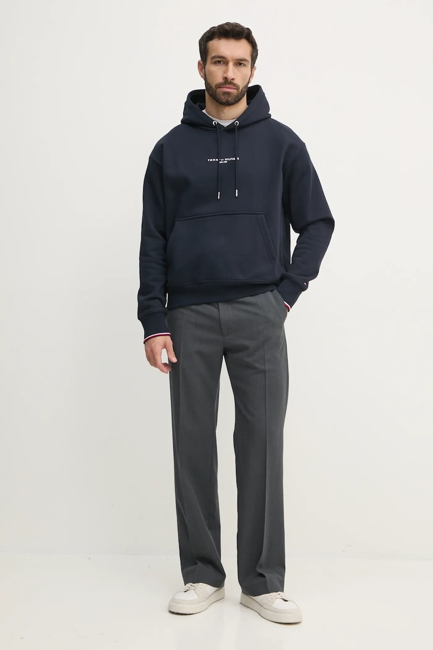 Кофта Tommy Hilfiger мужская цвет синий с капюшоном с принтом MW0MW38950 Кофта Tommy Hilfiger мужская цвет синий с капюшоном с принтом MW0MW38950