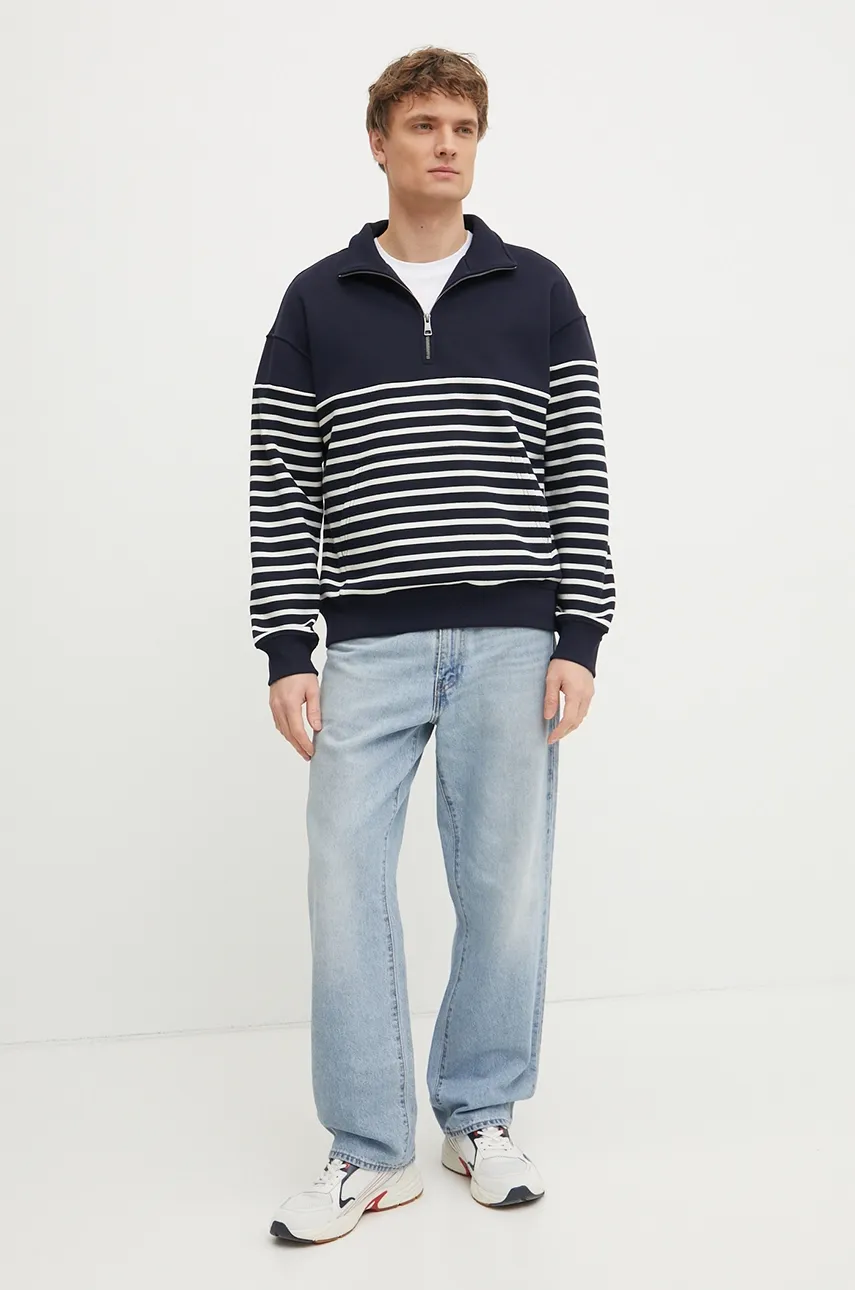 Хлопковая кофта Tommy Hilfiger мужская цвет синий узор MW0MW39303 Хлопковая кофта Tommy Hilfiger мужская цвет синий узор MW0MW39303
