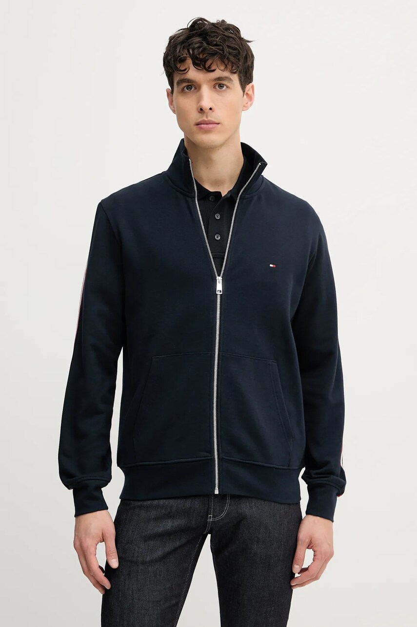 Levně Bavlněná mikina Tommy Hilfiger pánská, tmavomodrá barva, s aplikací, MW0MW38686