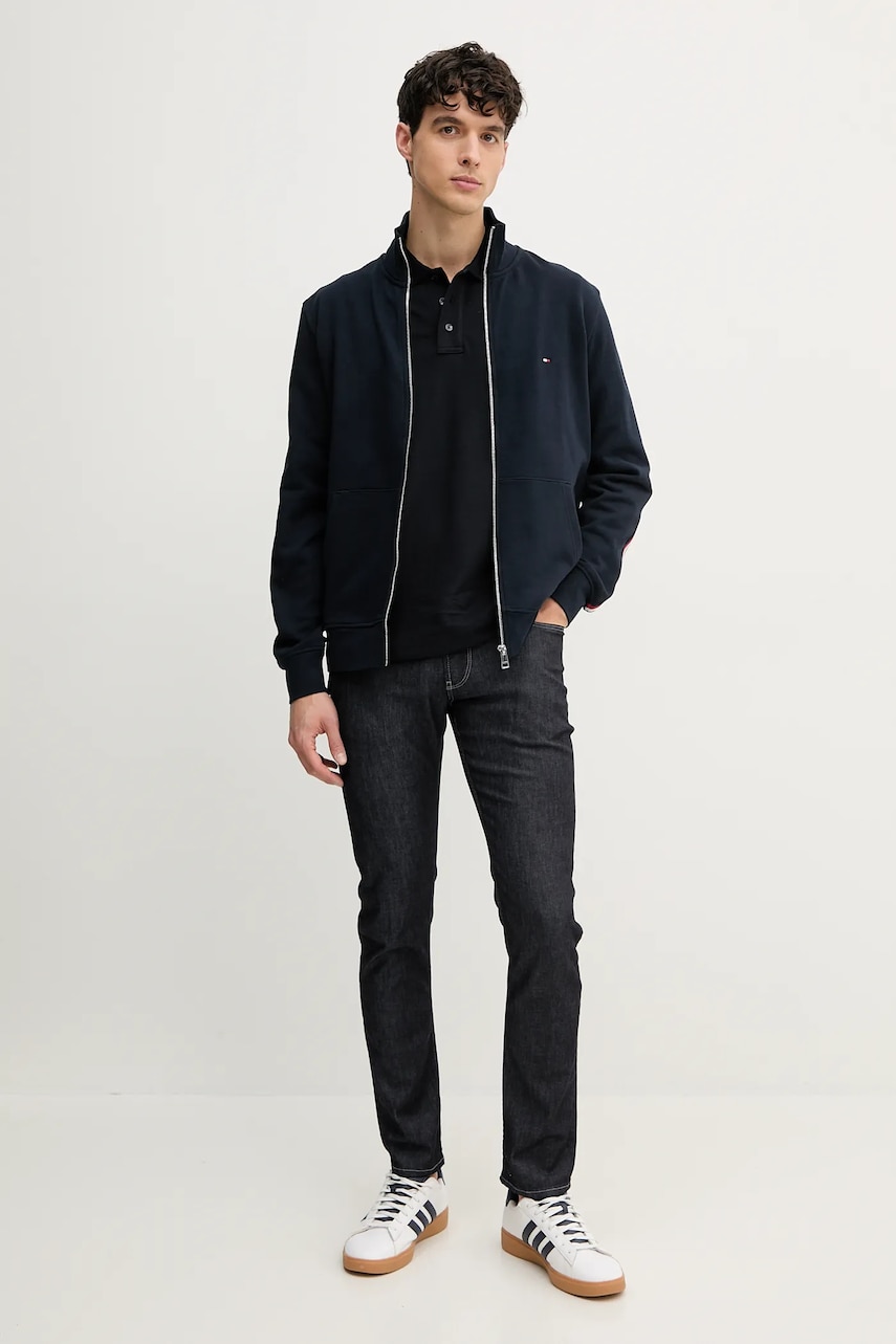 Хлопковая кофта Tommy Hilfiger мужская цвет синий с аппликацией MW0MW38686 Хлопковая кофта Tommy Hilfiger мужская цвет синий с аппликацией MW0MW38686