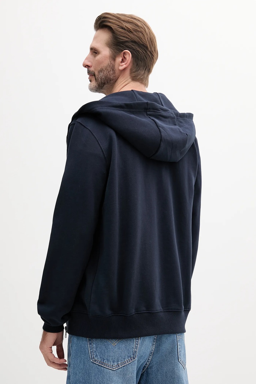 Хлопковая кофта Tommy Hilfiger мужская цвет синий с капюшоном однотонная MW0MW39250 Хлопковая кофта Tommy Hilfiger мужская цвет синий с капюшоном однотонная MW0MW39250