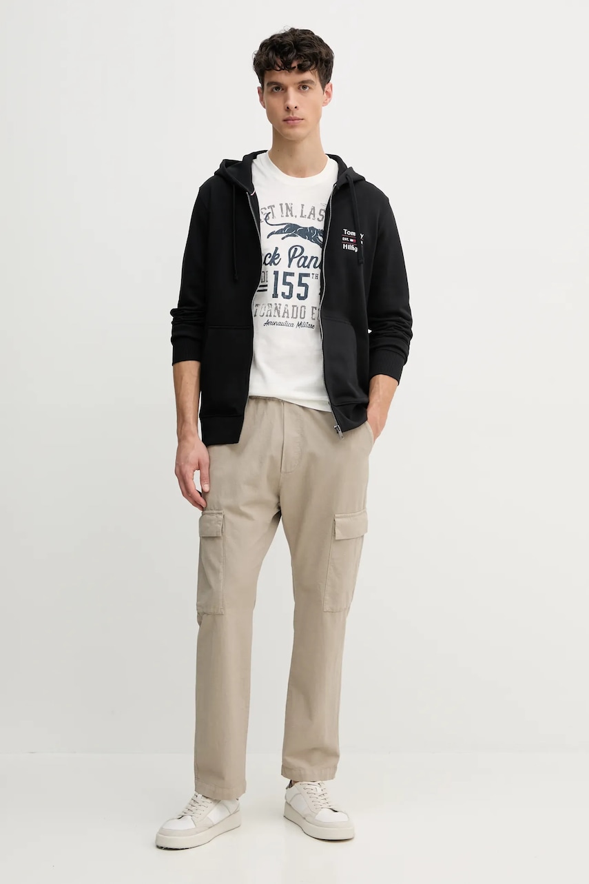 Хлопковая кофта Tommy Hilfiger мужская цвет чёрный с капюшоном однотонная MW0MW39250 Хлопковая кофта Tommy Hilfiger мужская цвет чёрный с капюшоном однотонная MW0MW39250