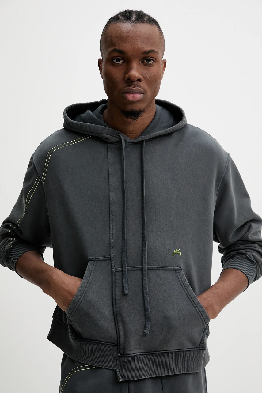 A-COLD-WALL* hanorac de bumbac barbati, culoarea gri, cu glugă, uni, ACWMW215