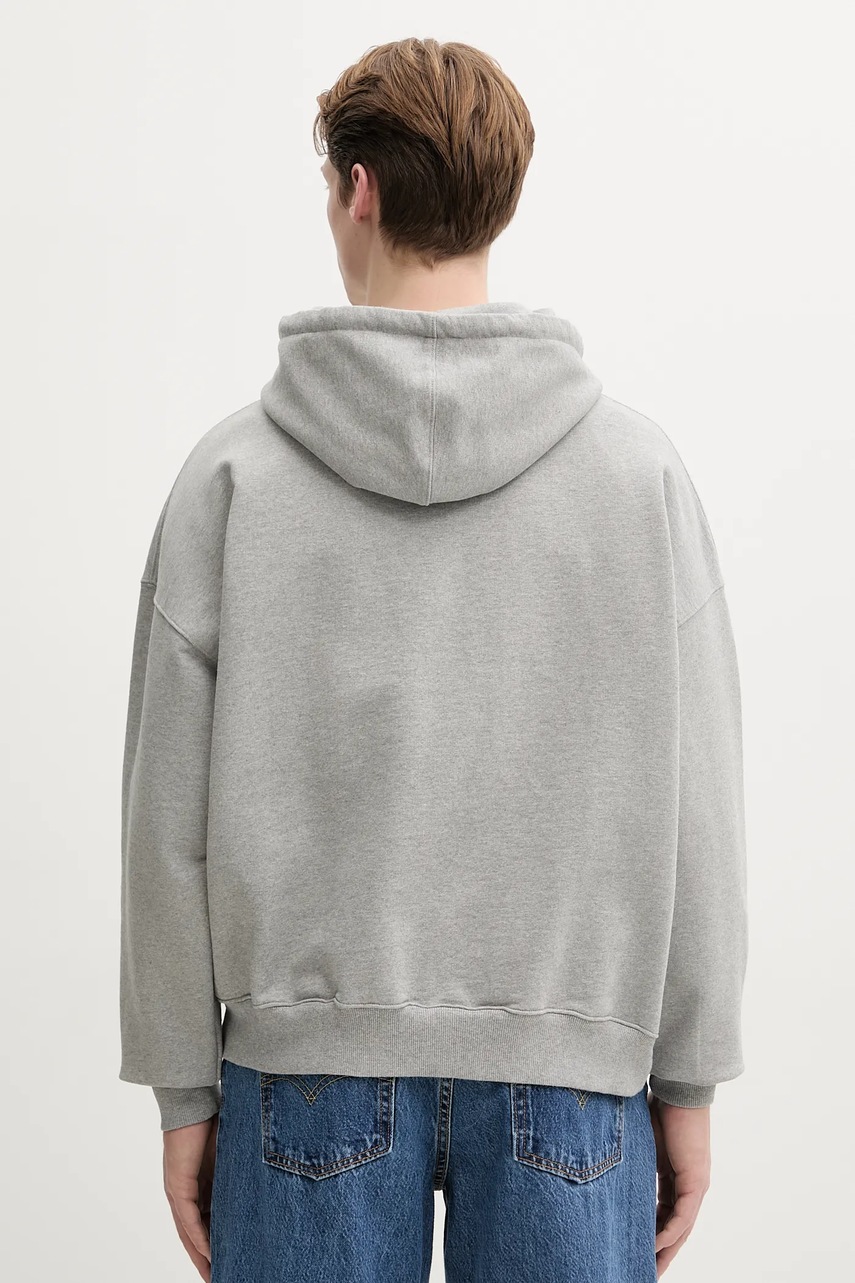 Βαμβακερή μπλούζα BLUEMARBLE χρώμα: γκρι, με κουκούλα, HO01.FL05CA25 φωτογραφία