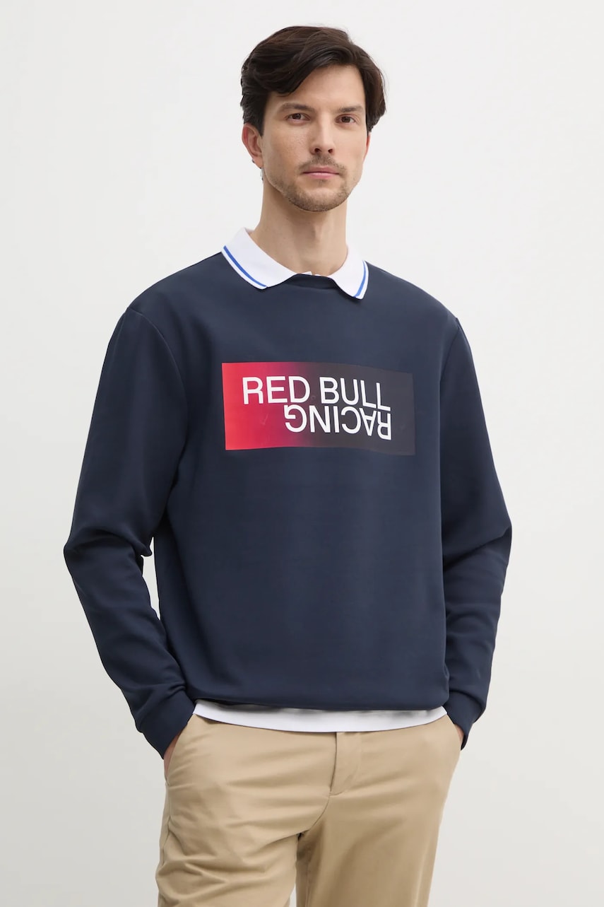 Red Bull Racing x Pepe Jeans bluza OMBRE LOGO CREW barbati, culoarea albastru marin, cu imprimeu, RM580012 Red Bull Racing x Pepe Jeans bluza OMBRE LOGO CREW barbati, culoarea albastru marin, cu imprimeu, RM580012