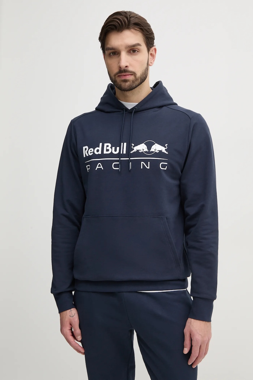 Red Bull Racing x Pepe Jeans bluza TEAM LOGO HOODY barbati, culoarea albastru marin, cu glugă, cu imprimeu, RM580016 Red Bull Racing x Pepe Jeans bluza TEAM LOGO HOODY barbati, culoarea albastru marin, cu glugă, cu imprimeu, RM580016