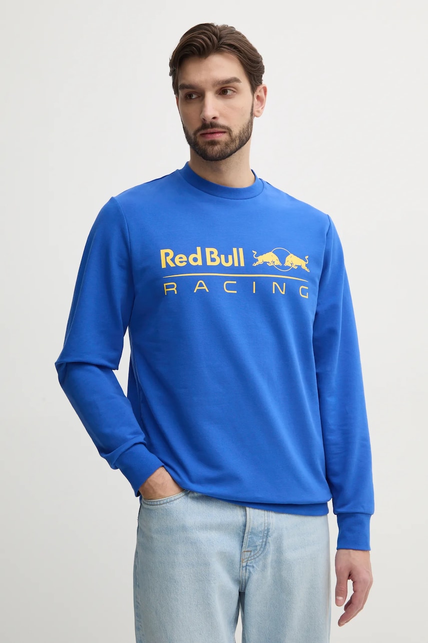 Red Bull Racing x Pepe Jeans bluza TEAM LOGO CREW barbati, culoarea violet, cu imprimeu, RM580017 Red Bull Racing x Pepe Jeans bluza TEAM LOGO CREW barbati, culoarea violet, cu imprimeu, RM580017