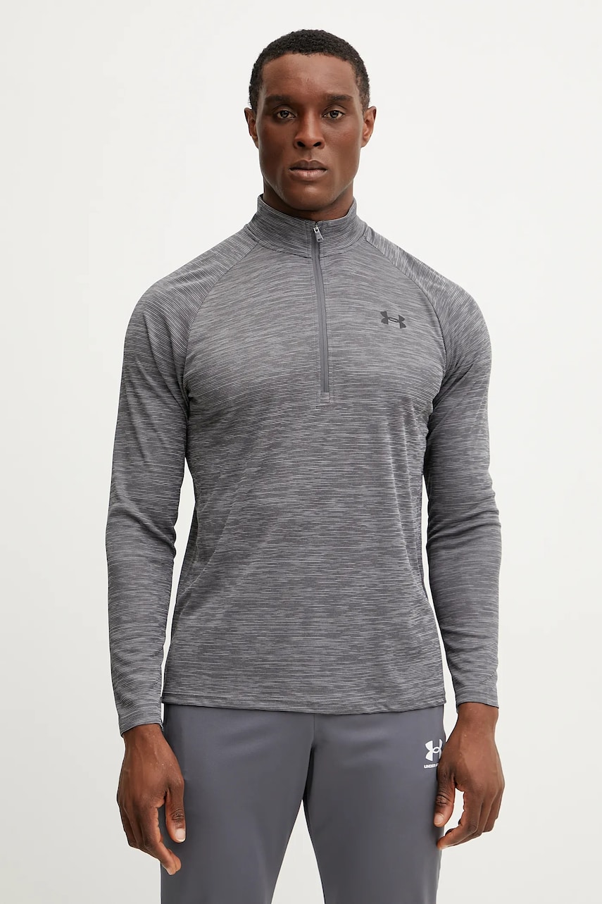 Under Armour bluză de trening Tech Textured culoarea gri, cu imprimeu, 1382797 Under Armour bluză de trening Tech Textured culoarea gri, cu imprimeu, 1382797