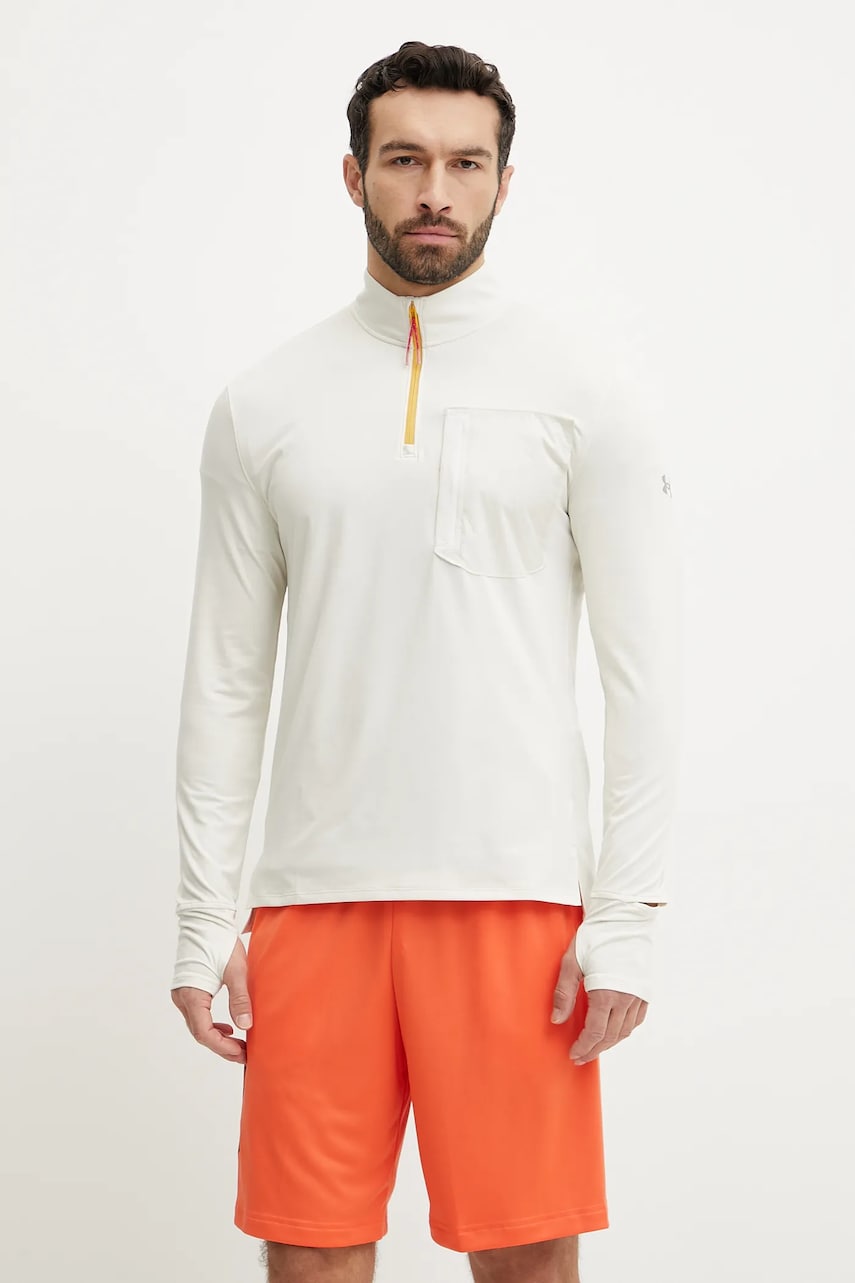 Under Armour hanorac Launch Trail culoarea bej, neted, 1383244 Under Armour hanorac Launch Trail culoarea bej, neted, 1383244