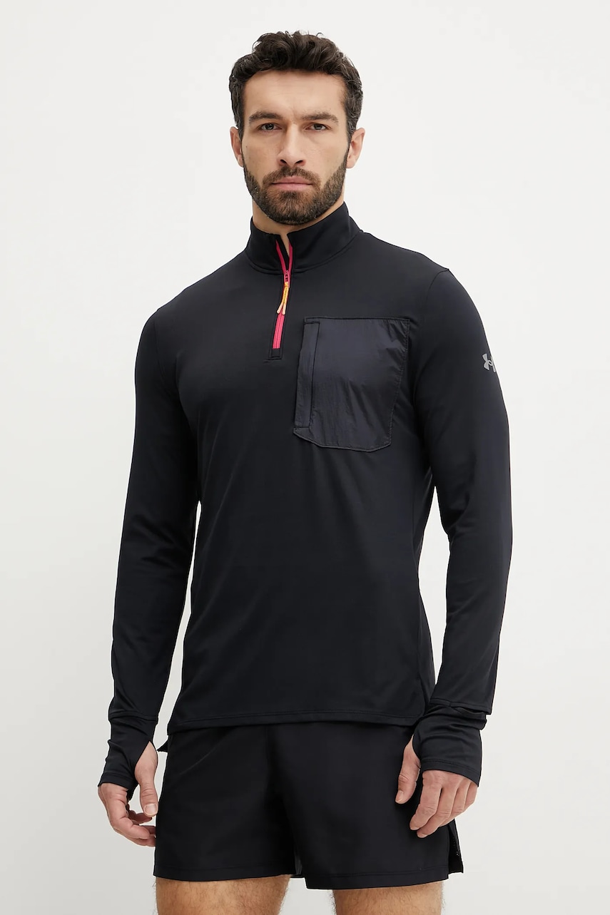 Under Armour hanorac Launch Trail culoarea negru, neted, 1383244 Under Armour hanorac Launch Trail culoarea negru, neted, 1383244