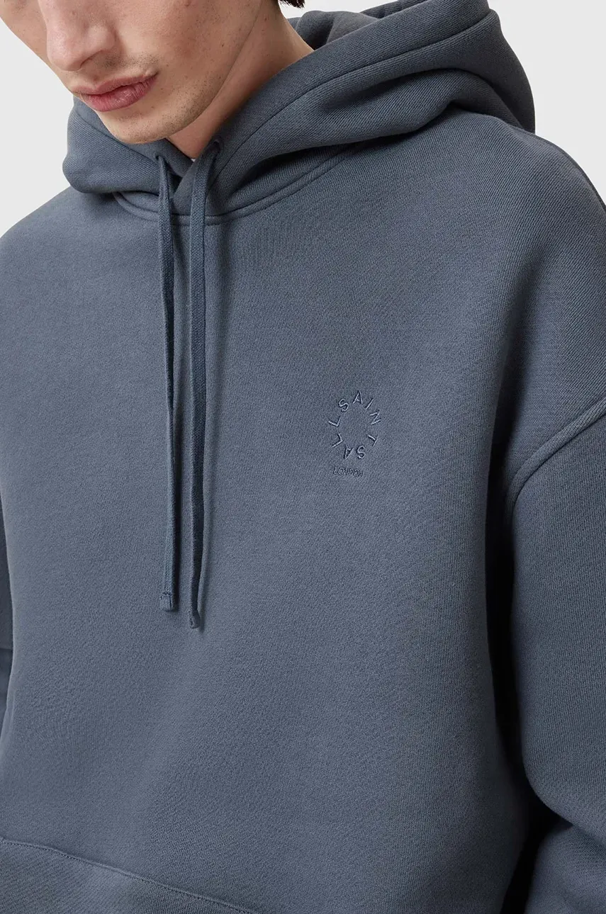 Хлопковая кофта AllSaints HAVEN мужская цвет серый с капюшоном однотонная M004NB Хлопковая кофта AllSaints HAVEN мужская цвет серый с капюшоном однотонная M004NB