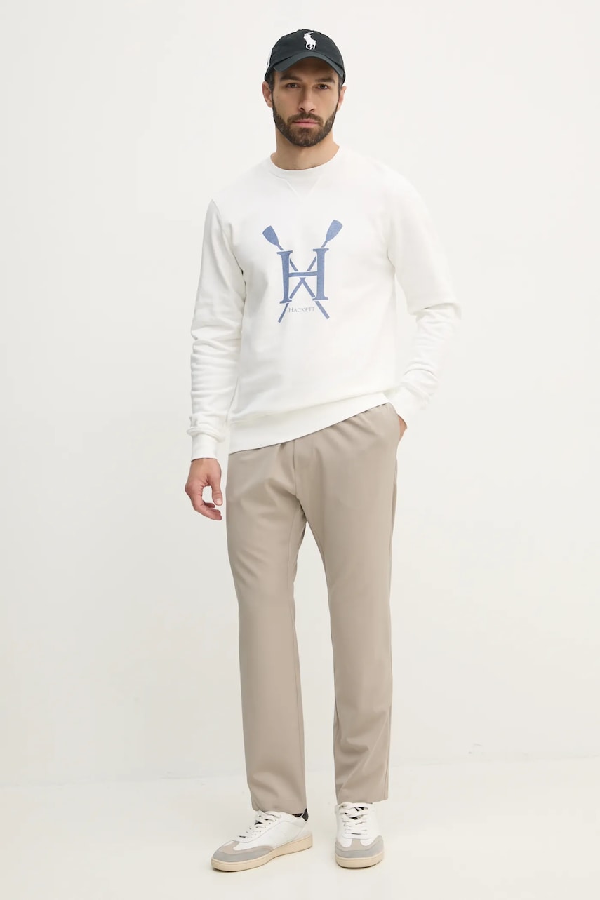 Хлопковая кофта Hackett London мужская цвет белый с принтом HM581350 Хлопковая кофта Hackett London мужская цвет белый с принтом HM581350