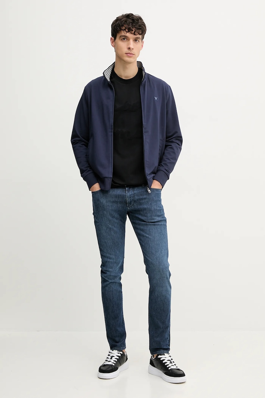 Кофта Hackett London мужская цвет синий однотонная HM581346 Кофта Hackett London мужская цвет синий однотонная HM581346