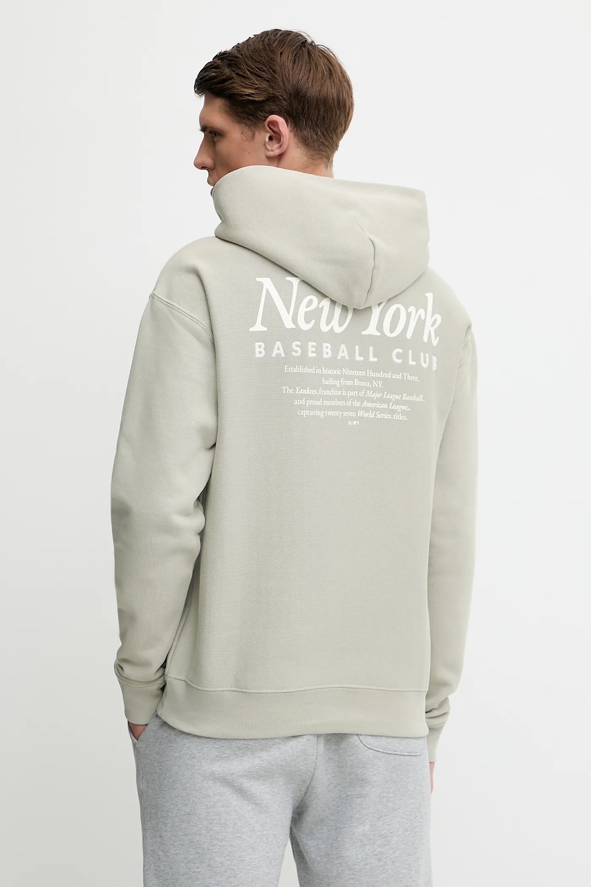 47 brand bluză MLB New York Yankees culoarea bej, cu glugă, uni, BB017PMGVUJ656847F5