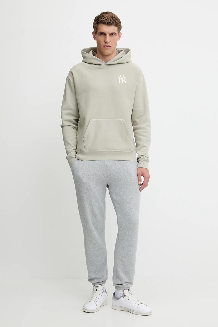 Кофта 47 brand MLB New York Yankees цвет бежевый с капюшоном однотонная BB017PMGVUJ656847F5