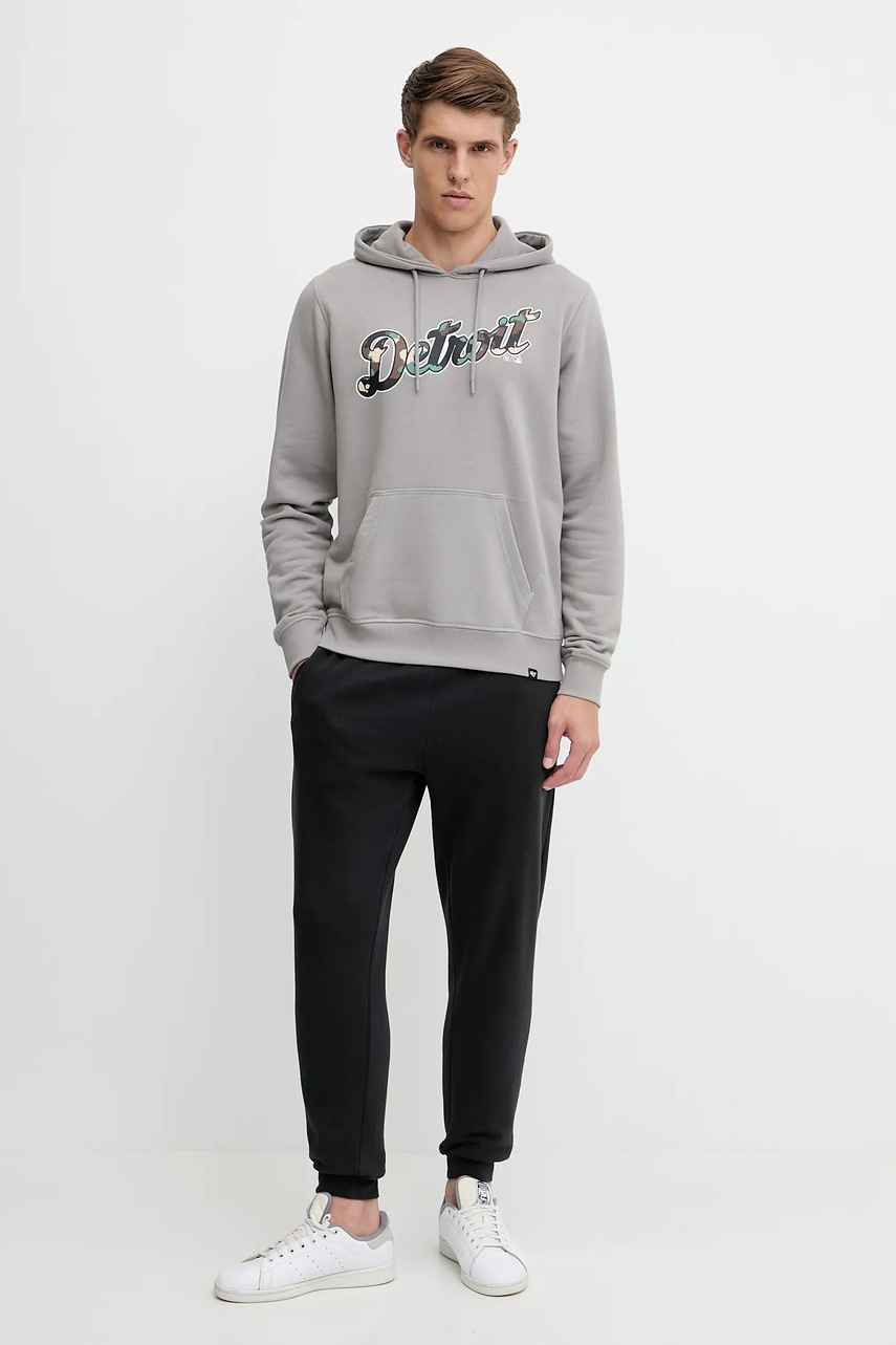 Кофта 47 brand MLB Detroit Tigers цвет серый с капюшоном с принтом BB009PMLKYH646046WY