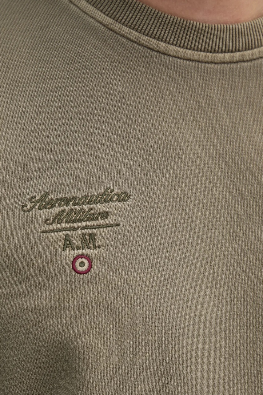 Бавовняна кофта Aeronautica Militare чоловіча колір зелений з аплікацією FE1991F583 