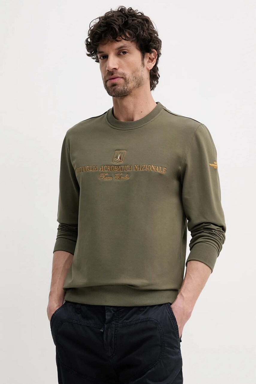 Aeronautica Militare bluza barbati, culoarea verde, cu imprimeu, FE2005F459