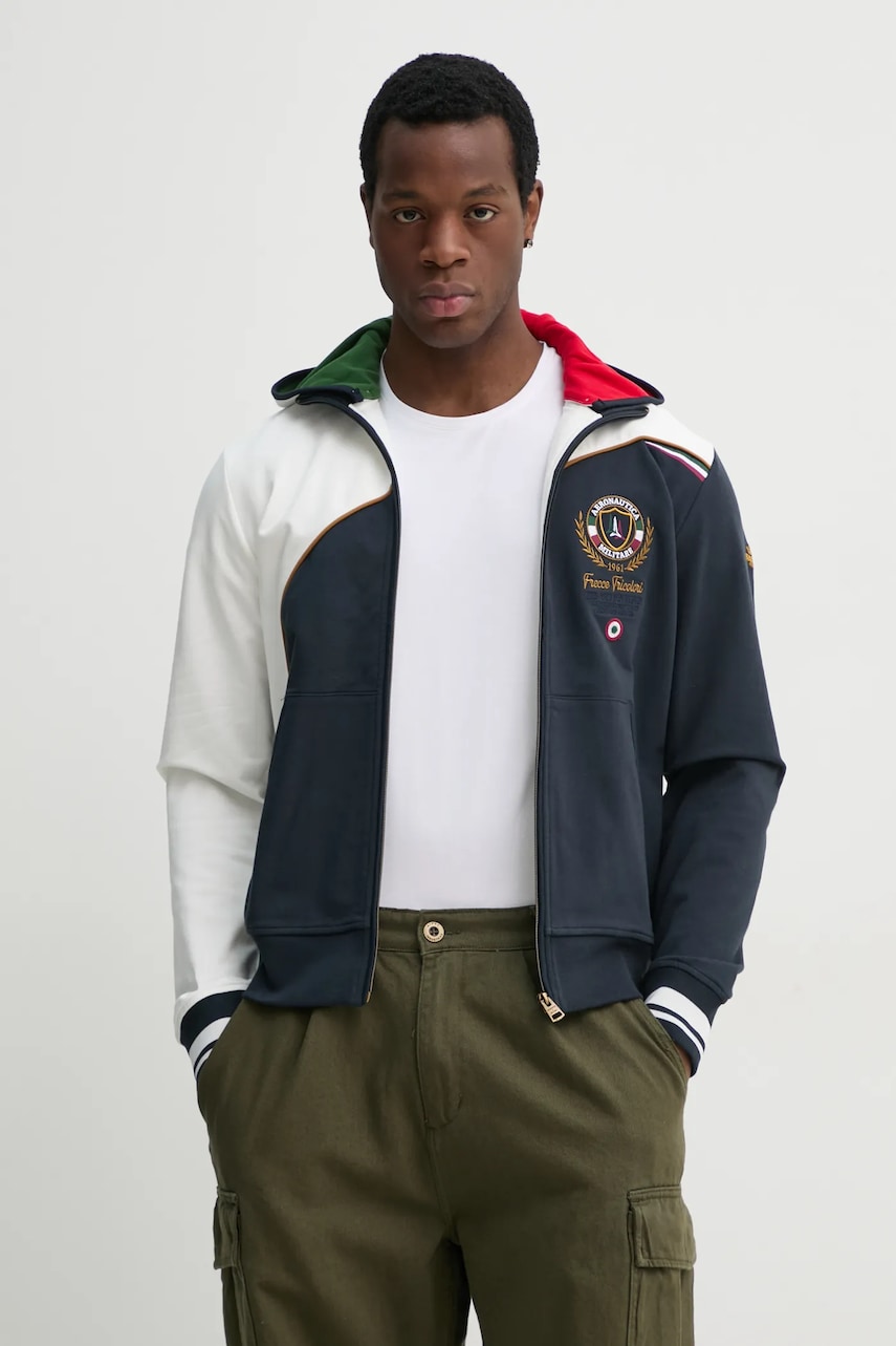 Aeronautica Militare bluza barbati, culoarea albastru marin, cu glugă, modelator, FE2007F419 Aeronautica Militare bluza barbati, culoarea albastru marin, cu glugă, modelator, FE2007F419